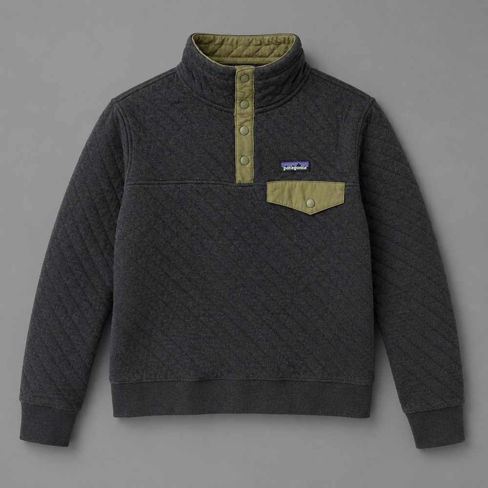 Patagonia Organic Cotton Quilt Snap-T Pullover Grey Sage Green XS 25371